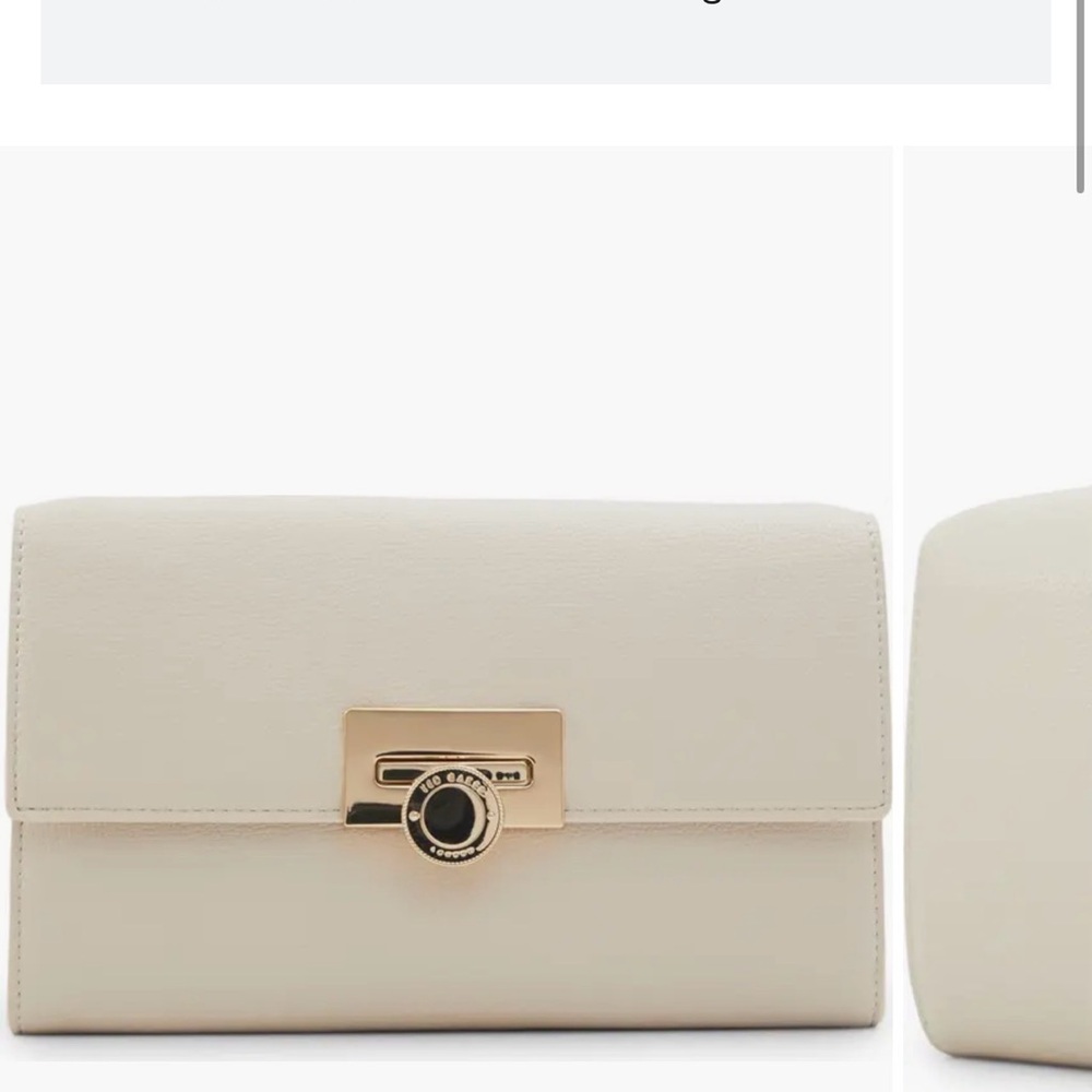 Ted Baker London Cream Clutch with Gold Accent